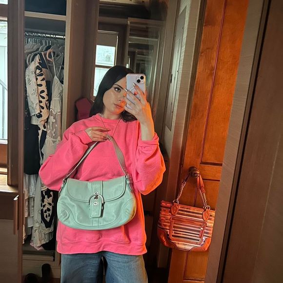 Powder Blue Coach Soho Leather Flap Bag - Picture 2 of 2